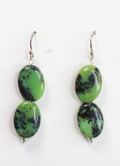 Chrysoprase Green 10mm x 13mm Oval Gemstone .925 Sterling Silver Earrings 1.50″