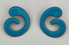 Handmade Suzan Enamel Pierced Earrings Modern Artisan Design Turquoise Enameled