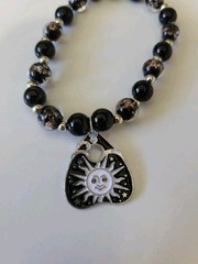 Handmade Halloween Oujia Planchette Beaded Bracelet Glow The Dark Celestial Sun