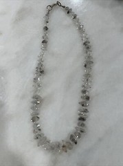 New 100% Natural Smoky Herkimer Diamond Necklace 16” Sparkly Large Diamonds