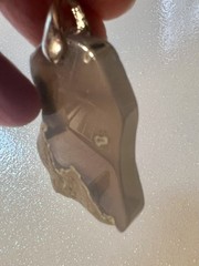 Natural Untreated Polished Chalcedony Pendant Gold Plated 18K Bail