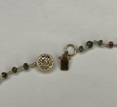multicolored tourmaline beaded chain necklace with a smoky quartz drop pendant