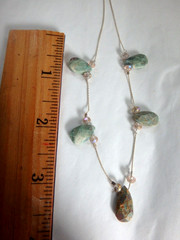 Beautiful Ruby in Fuchsite Necklace 925 Sterling Silver Artisan 17″ length