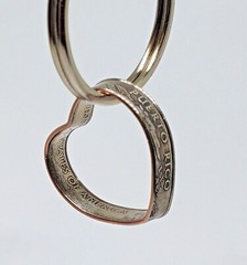 Heart shaped KEY RING made from PUERTO RICO US QUARTER coin ring