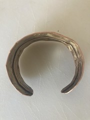 Handcrafted Hammered Copper Cuff Bracelet Adjustable Unisex Adults size 7 inch