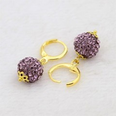 Elegant Light Amethyst Austrian Crystal Ball Dangle Purple and Gold Earrings