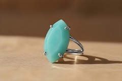 Amazonite Ring Anemone Jewelry Rose Gold Marquise Cut Prong Setting