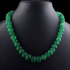 430.00 Cts Flower Carved Green Emerald Beaded Best Necklace Jewelry VK 31 E650