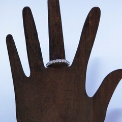 Size 8.25, vintage Sterling 925 silver wedding ring, Cz band