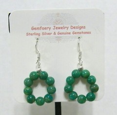 NEW: Sterling Silver RUSSIAN AMAZONITE Hoop Dangle Earrings #1942…Handmade USA