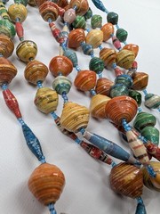 Colorful Handmade Paper Bead Multi Strand Necklace Recycled Paper Beads Boho