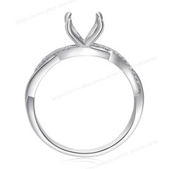 Stylish Round 6.5mm Semi Mount Ring Gorgeous Real Diamond Solid 14k White Gold