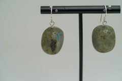 Upcycled Sterling Silver Labradorite Bead Earrings 3.7cm JB47