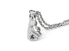Human Fist Pendant Necklace in Metal, Handmade Clenched Hand Jewelry Pewter