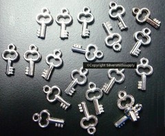 20 KEY charms earrings pendants bracelet charms silver color acrylic 17mm CFP154