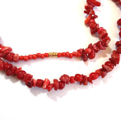 Red Coral Branch Bead Necklace 10mm 18 inch