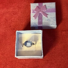 Handmade India Artisan Beaded Sterling Silver Light Blue Iolite Ring 7 / 7.25