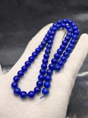 Natural Lapis Lazuli Beads Necklace 11mm AA++ Grade 78.40g Blue Gemstone