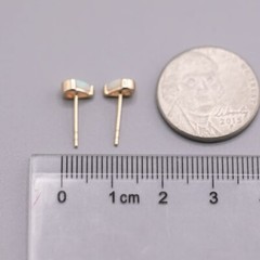 Minimalist Pear Shaped Australian Solid Opal Stud Earrings 14K Yellow Gold