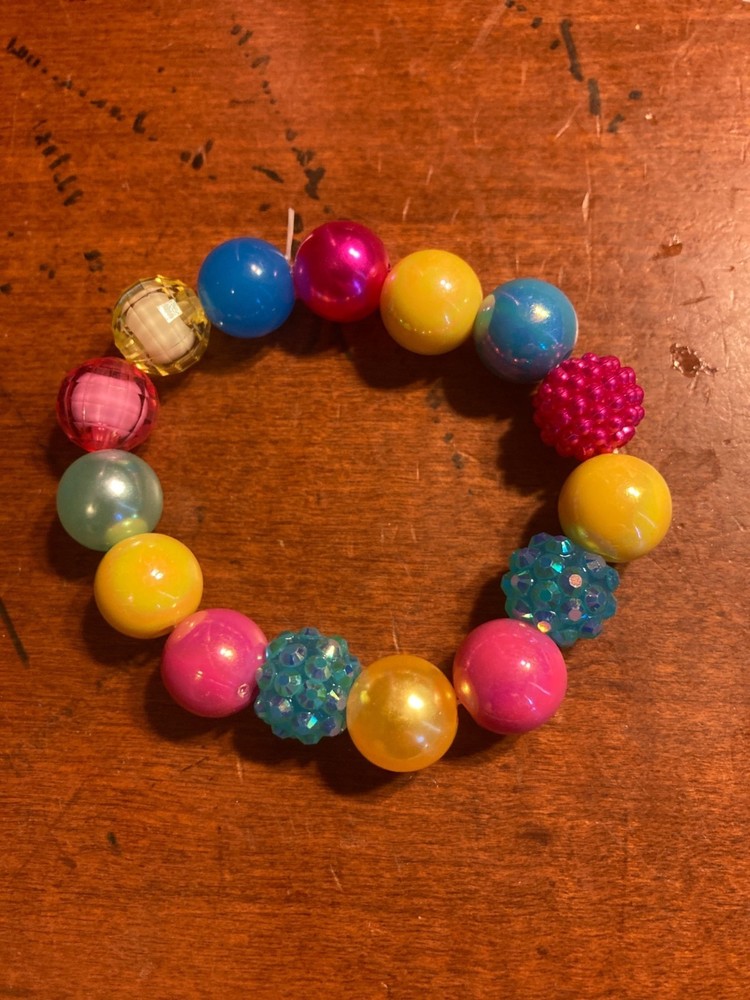 Colorful Pearl & Acrylic Kandi Bracelet – Handmade Beaded Stretch Bracelet