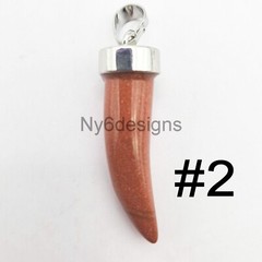 Natural Gemstone Horn Pendant Necklace Making Amethyst Tiger Eye Opalite Onyx