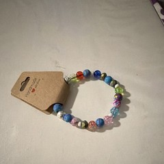 Handmade Beaded Bracelet Multicolor Round Glass Plastic Bohemian Unisex Adults
