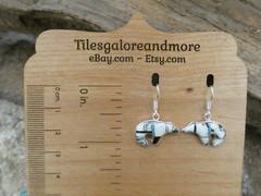 Bear Buffalo Turquoise Opal Gemstone Sterling Silver French Wire Earrings AF55