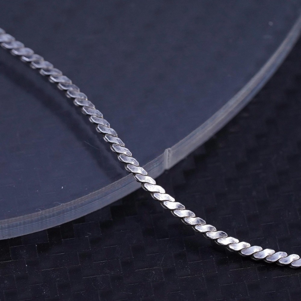 24” 1.6mm, vintage sterling silver 925 handmade flatten s link chain necklace