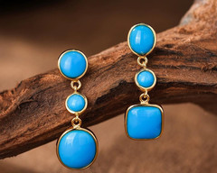 Turquoise Meisong Water Drop Natural Porcelain blue Earrings