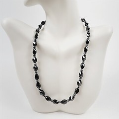 Black & Silver Short Twist Magnetic Beaded Necklace Therapeutic Handmade