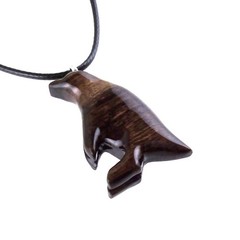 Hand-Carved Wooden Penguin Pendant Necklace, Bird Wood Jewelry for Men Women