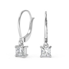 1 Ct Princess Cut Diamond Earrings VS1 D Leverback White Gold 14k
