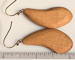 Artisan Hand Made 14K Gold Filled Striped Multi Wood Curved Teardrop Earrings