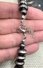 Southwestern FAUX Navajo Pearl Saucer Shape Silver Tone Beaded Necklace 23”