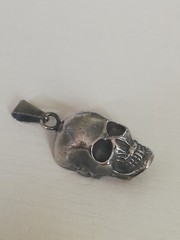 .925 Solid Silver Skull Biker Pendant Leather Chain New.