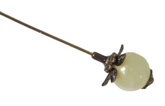 3″ Hat-Stick-Lapel Pin Green Mottled Glass Bead Bronze Tone Findings JMK396