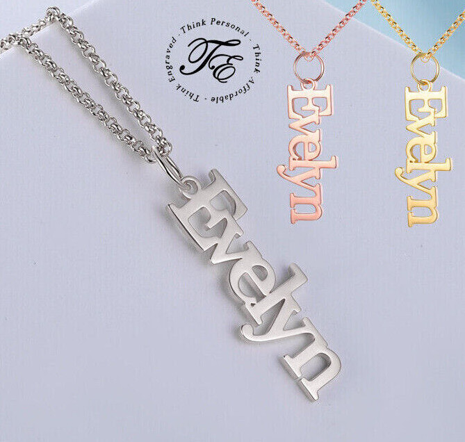 Custom Dangle Name Necklace – Gold Rose Gold or Silver Name Necklace