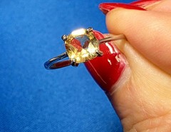 Sundance Catalog .925 Sterling Silver Small Square Yellow Topaz Ring- Size 8