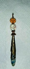 Faceted Glass Bead MOON FACE SEA SEDIMENT JASPER Point PENDANT Wand Pendulum Top
