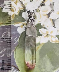 Natural Polished mica crystal Quartz point wire wrapped pendant necklace