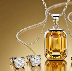 15.50 Ct Certified Emerald Cut Champagne Diamond Necklace!Free Tariffs & Studs.