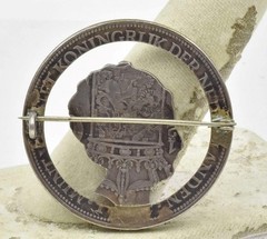 Antique 1940’s E Byrne Livingston Genuine Cut out Netherlands large Coin Pin