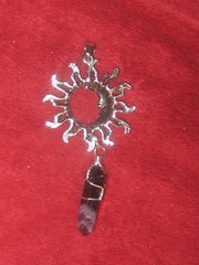 USA WICCAN PAGAN NEW DESIGN SUN MOON WIRE WRAP AMETHYST PENDANT CHARM NECKLACE