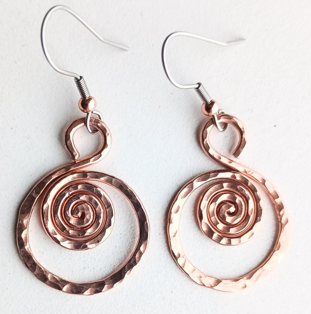 Pure Copper Healing Spiral Earrings, Earring Jewelry, Spiritual Kriya