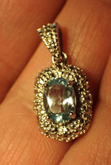 Aquamarine Sterling Silver Pendant small 1/2 inch without bale