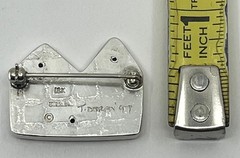 Artisan TESS DORAN «Double House» Sterling Silver and 18K gold Pin/Brooch