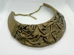 Collar Bib Faux Leather Statement Necklace Polymer Clay Unique gift for Her
