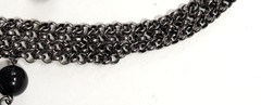 Gunmetal Chainmail Necklace Black Jet Bead Dangles Steampunk Gothic Vampire
