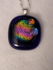 Dichroic Glass Pendant On 18 Inch Stainless Steel Cable Chain Necklace