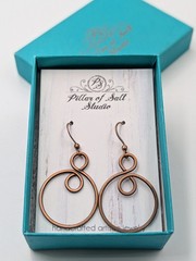 New PILLAR OF SALT STUDIO Copper Hoop Wire Wrapped Small Infinity Earrings